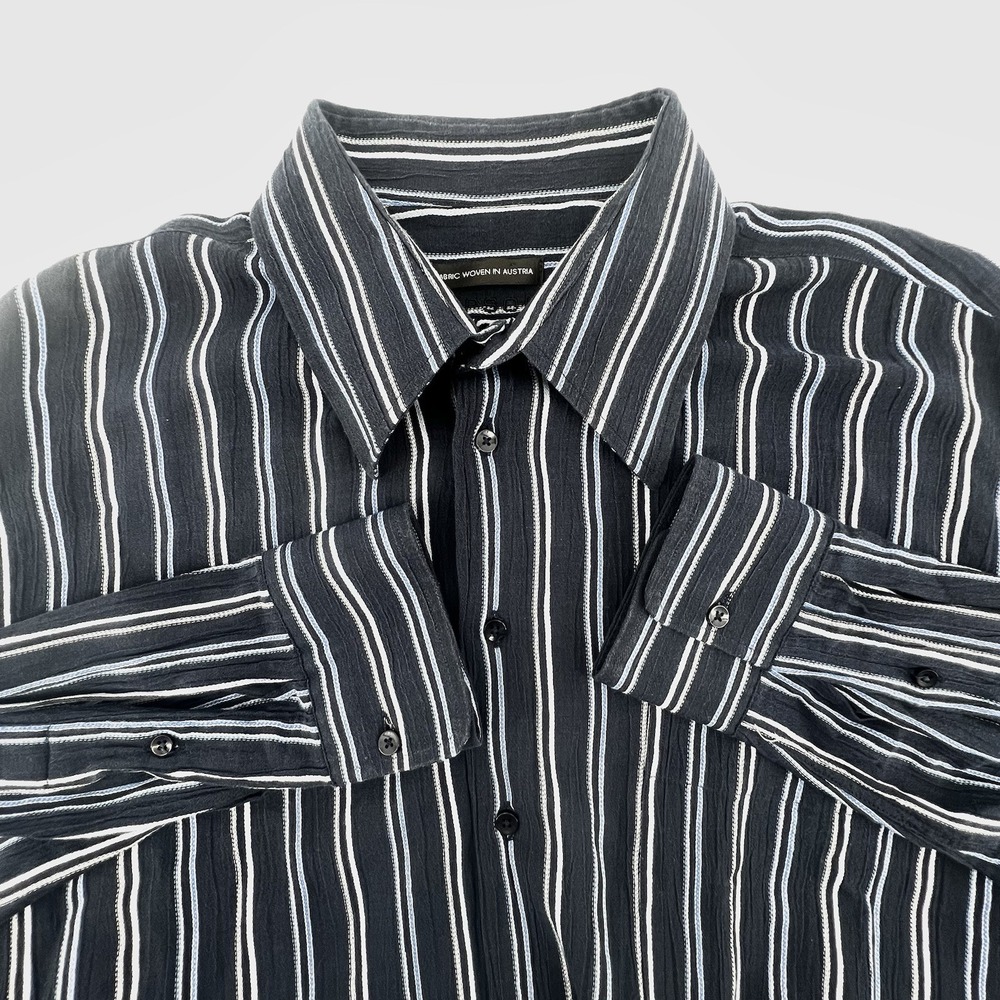 Lipson Black Line Men's L Long‎ Sleeve Lightweight Stripe Shirt Austria Fabric